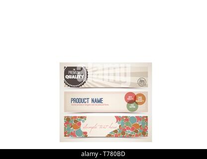 Set of retro horizontal banners - with place for your text Stock Vector