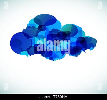 Cloud computing icon made from blue speech bubbles - vector illustration Stock Vector