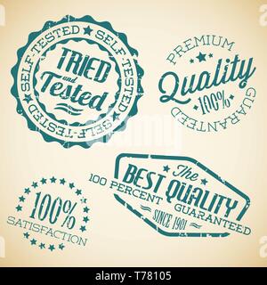 Vector retro teal vintage stamps for quality Stock Vector
