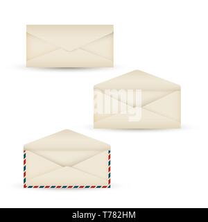 Vector open vintage air mail long envelope icon Stock Vector