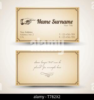 Vector old-style retro vintage business card - both front and back side Stock Vector