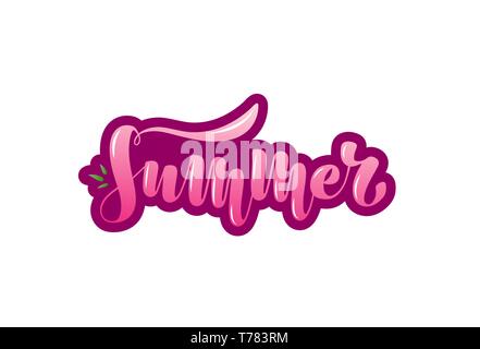 Vector illustration with written phrase Summer. Lettering Stock Vector