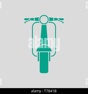 Scooter Icon Front View. Green on Gray Background. Vector Illustration. Stock Vector