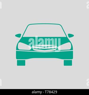 Sedan Car Icon Front View. Green on Gray Background. Vector Illustration. Stock Vector