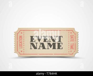 Vector ticket template for your event - brown and red Stock Vector