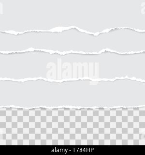 set of white torn paper. vector illustration with shadows Stock Vector