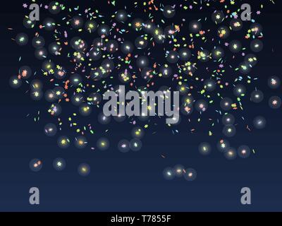 Background with luminous confetti. A lot of colorful shining stars. Vector illustration Stock Vector
