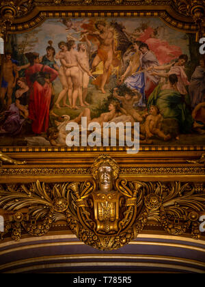 Paris, France, August 19,2018: Interior view of the Opera National de Paris Garnier, France. It was built from 1861 to 1875 for the Paris Opera house Stock Photo