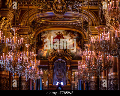 Paris, France, August 19,2018: Interior view of the Opera National de Paris Garnier, France. It was built from 1861 to 1875 for the Paris Opera house Stock Photo