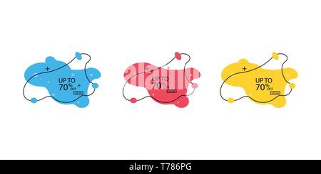 Trendy banner from liquid bubbles. Set of sale banners with trendy shapes. Vector discount banners Stock Vector