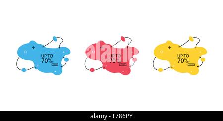 Trendy banner from liquid bubbles. Set of sale banners with trendy shapes. Vector discount banners Stock Vector