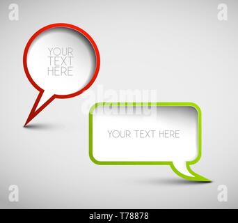Set of vector paper Comic Clouds and bubbles with border Stock Vector