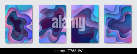 Set 3d paper art illustration. Bright colorful halftone gradients. Design layout for banners presentations, flyers, posters and invitations. Vector il Stock Vector