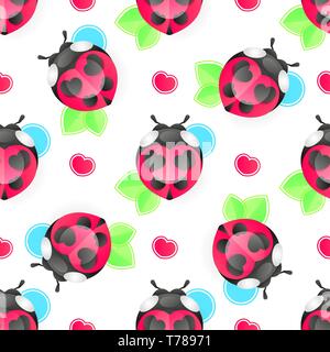 Seamless background with ladybug. Simple pattern. Vector illustration Stock Vector