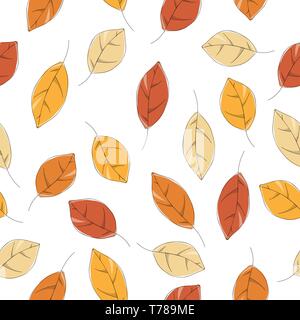 Seamless leafs pattern randomly distributed. Useful for backgrounds, decorations and ornament. Stock Vector