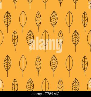 Seamless leafs pattern randomly distributed. Useful for backgrounds, decorations and ornament. Stock Vector