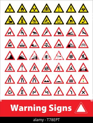 Warning sign symbol. Set design icons element. Stock Vector