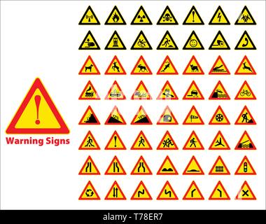 Warning sign symbol. Set design element. Stock Vector