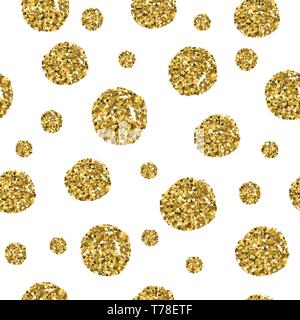 Gold circles seamless pattern on white background. Vector design metallic texture. Stock Vector