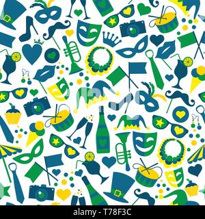 Bright vector carnival icons. Seamless pattern. Stock Vector