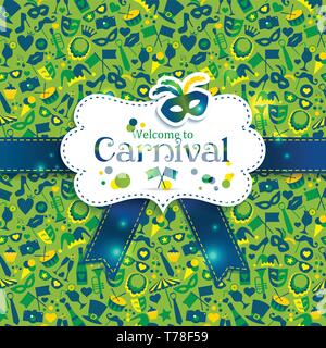 Bright vector carnival icons. Seamless pattern. Stock Vector