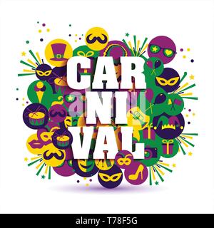 Carnival vector illustration of celebration flat icons Stock Vector ...