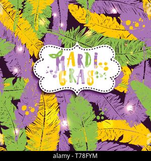 Seamless pattern with hand drawn Mardi Gras Stock Vector