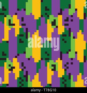 Hand drawn seamless pattern of feathers. Mardi gras colors. Stock Vector