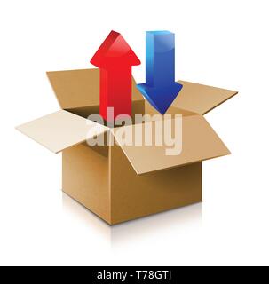 Cardboard box icon. Vector 3d model of box. Stock Vector