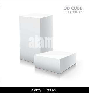 Two 3D cubes isolated on white background. Vector illustration. Stock Vector