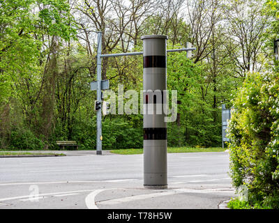Image of new radar trap or speed trap (German Radarfalle) in German city traffic, isolated Stock Photo