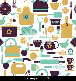 Seamless pattern kitchen tools. Abstract pattern of kitchen. Stock Vector