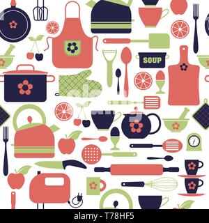 Seamless pattern kitchen tools. Abstract pattern of kitchen. Stock Vector