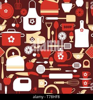 Kitchen seamless pattern. Stock Vector