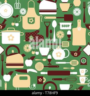 Seamless pattern kitchen tools. Abstract pattern of kitchen. Stock Vector
