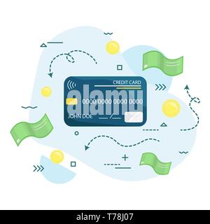 Vector credit card. Payment. Wireless. Modern technology. Flat vector illustration Stock Vector