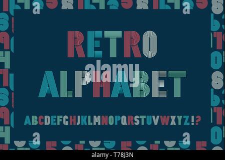 Retro stripes funky fonts seamless pattern. Vector design. Stock Vector