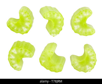 sliced celery sticks path isolated Stock Photo