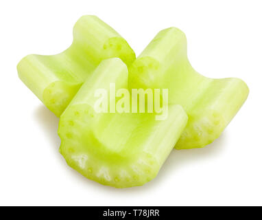 sliced celery sticks path isolated Stock Photo