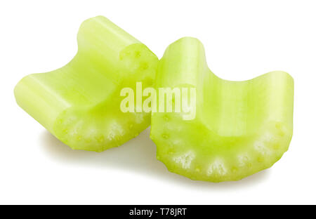 sliced celery sticks path isolated Stock Photo