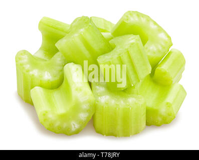 sliced celery sticks path isolated Stock Photo