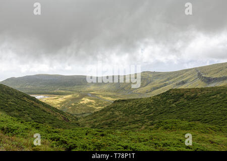 View of Caldeira in Flores, Portugal. Stock Photo