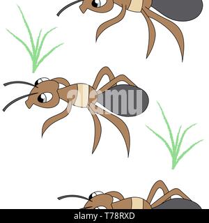 cute ants. seamless stock vector illustration pattern Stock Vector