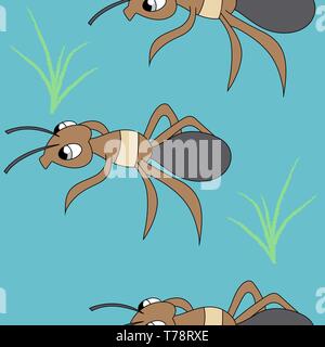 cute ants. seamless stock vector illustration pattern Stock Vector
