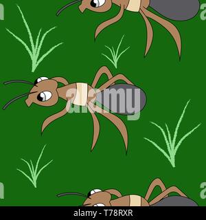 cute ants. seamless stock vector illustration pattern Stock Vector