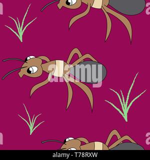 cute ants. seamless stock vector illustration pattern Stock Vector