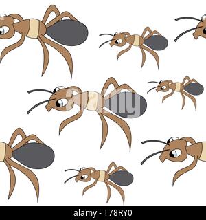cute ants. seamless stock vector illustration pattern Stock Vector