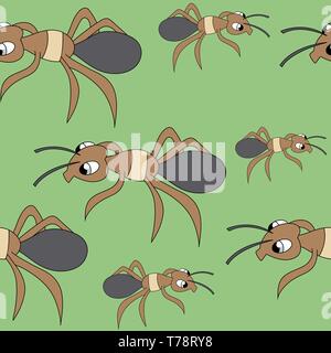 cute ants. seamless stock vector illustration pattern Stock Vector