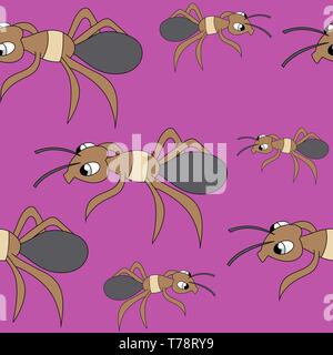 cute ants. seamless stock vector illustration pattern Stock Vector