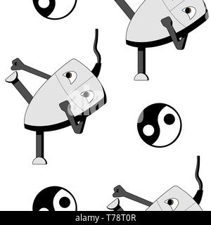 Kung fu computer mouse. seamless vector pattern Stock Vector
